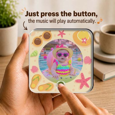 Personalized Beach Theme Baby Photo Musical Fridge Magnet for Boys & Girl  Photo Magnet Gift for Kids, Family, Baby Shower, Birthday, Home Kitchen Decor  Return Gift